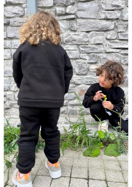 Gömlek Detaylı Spor 3 Iplik Şardonlu Takım - Siyah fiyatları