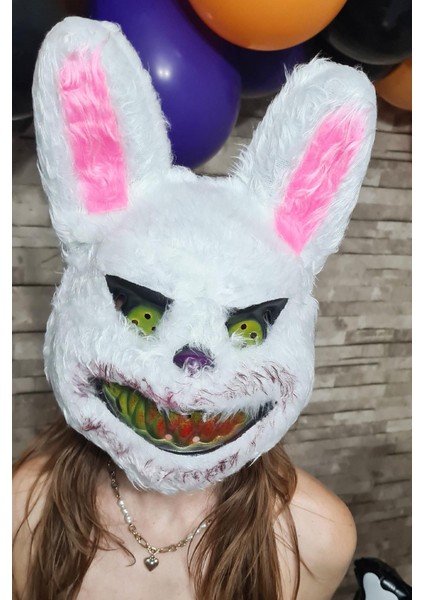 Tüylü Tavşan Maskesi Cadılar Bayramı Halloween Maskesi Korkunç Katil Tüylü Tavşan Maske fırsatları