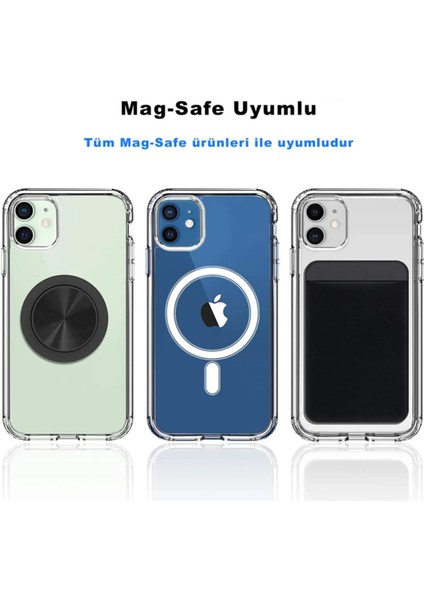 Iphone 12 Pro Max Kılıf Kamera Lens Korumalı Magsafe Destekli Şeffaf Darbe Emici Sert Kapak