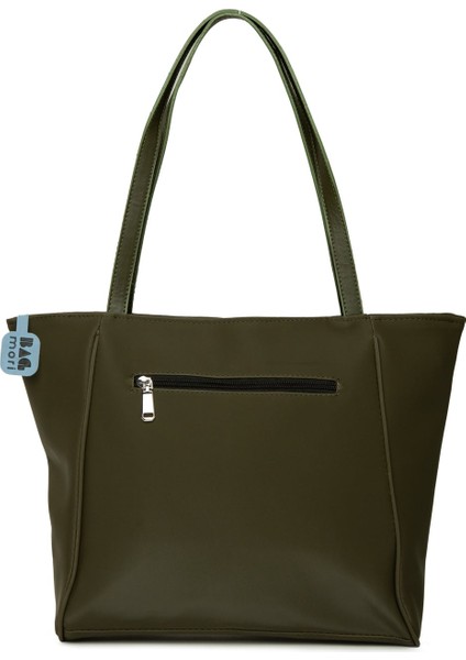 Haki Biye Detaylı Saten Tote Çanta modelleri