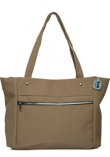 Vizon Büyük Yan Fermuarlı Saten Tote Çanta