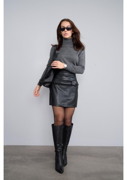 Balıkçı Yaka Gri Melanj Kazak fiyatları