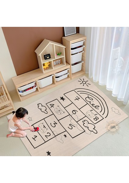Yumuşak Kaymaz Tabanlı Dijital Baskı Yıkanabilir Çocuk Odası Seksek Halı modelleri