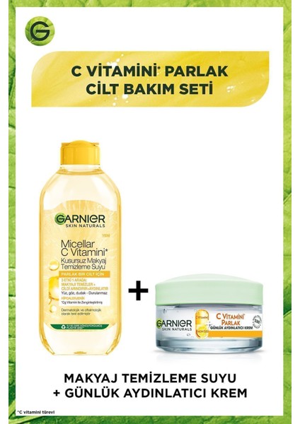 Micellar C Vitamini Kusursuz Makyaj Temizleme Suyu & C Vitamini Parlak Günlük Aydınlatıcı Krem