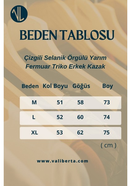 Çizgili Selanik Örgülü Yarım Fermuar Triko Erkek Kazak - Siyah