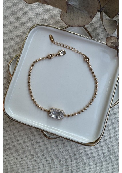 Çelik Baget Taşlı Bileklik 17+3cm