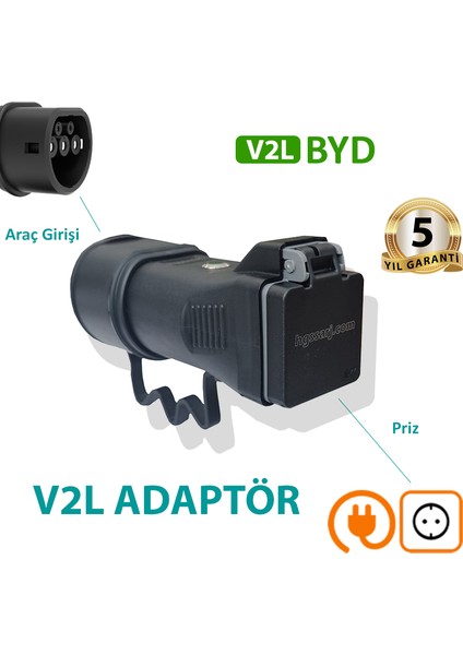 Byd V2L Adaptör Tekli, Elektrikli Aracınıza 220V Ev Tipi Priz Imkanı,Kampta - Seyahatte