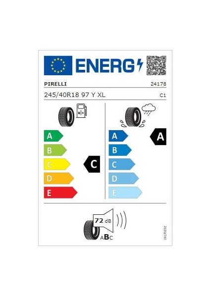 245/40 R18 97Y Xl Cinturato P7 (Ao) Oto Yaz Lastiği (Üretim Yılı: 2024)