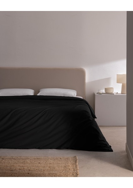Manon King Size %100 Pamuk Ranforce Düz Nevresim - Siyah