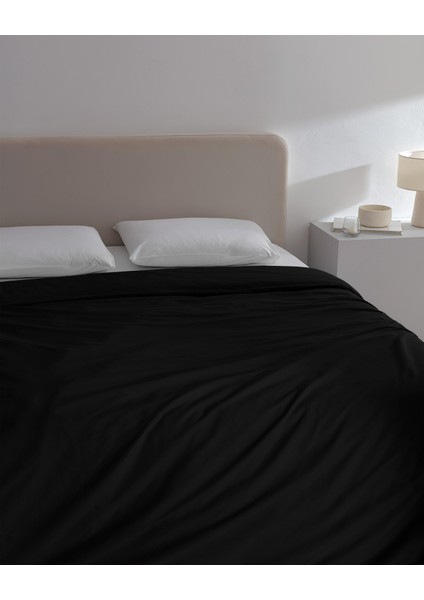 Manon King Size %100 Pamuk Ranforce Düz Nevresim - Siyah