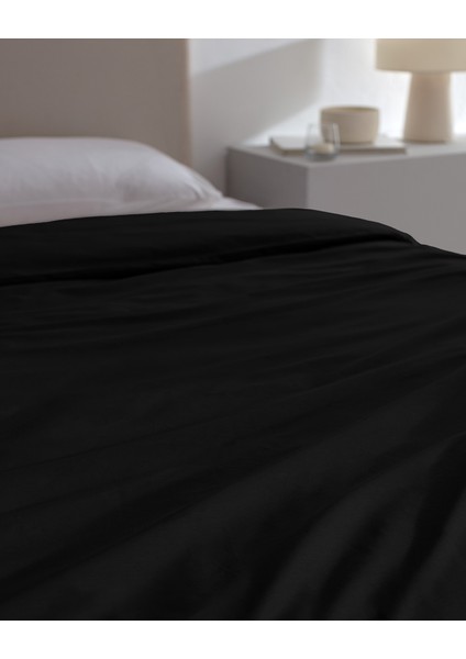 Manon King Size %100 Pamuk Ranforce Düz Nevresim - Siyah