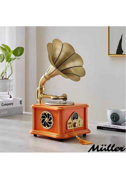 Md-88 Dekoratif Bluetooth Gramofon Orangewood 220*200*400mm