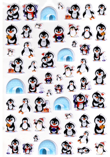 Sticker Kabartmalı A4 Boyutunda Stiker Defter, Planlayıcı ETIKET-(LIM545) - Sevimli Penguen