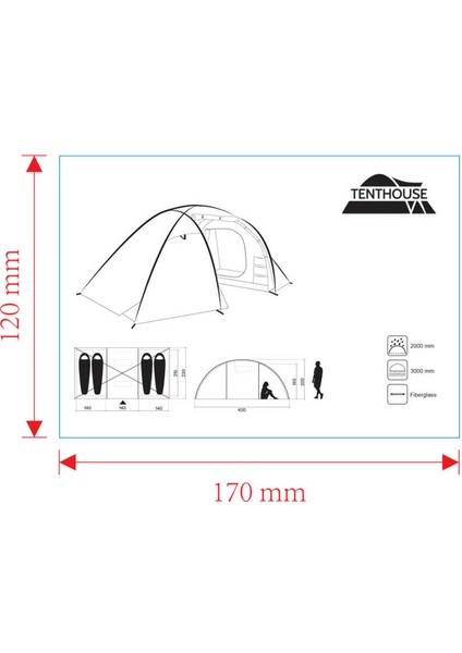 Fun 4 Kişilik Yüksek Çadır (145+150+145)*225*200 cm Standart-Standart fırsatları