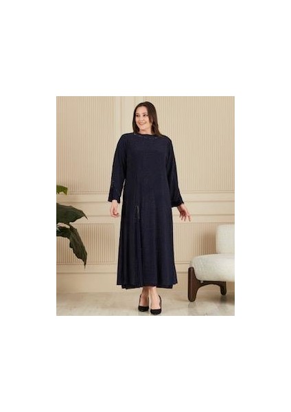 Linda Kadın Büyük Beden Simli Astarlı Anne Abiye Elbise