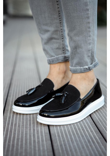 Dachxuri Loafer Casual Klasik Erkek Ayakkabı Siyah/beyaz Rugan - Che