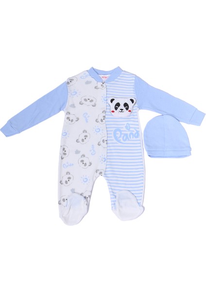 Erkek Bebek Tulum Şapkalı Panda Baskılı Çıtçıtlı D6 fiyatları