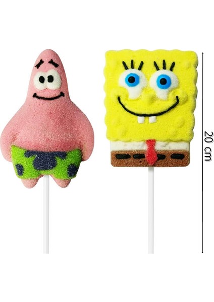 Orjinal Lisanslı Sponge Bob Square Pants Marshmallow Lolipop 45 gr 12 Adet