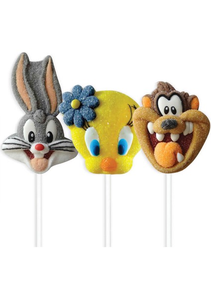 Orjinal Lisanslı Looney Tunes Marshmallow Lolipop 45 gr 12 Adet