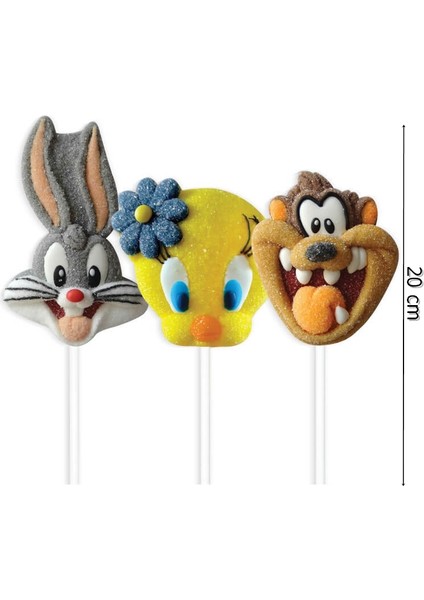 Orjinal Lisanslı Looney Tunes Marshmallow Lolipop 45 gr 12 Adet