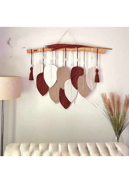 Makrome Dekoratif Duvar Süsü Yaprak Modeli Şık Tasarım