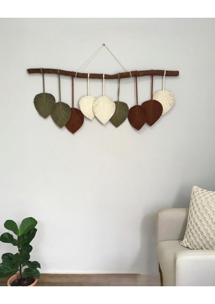 Makrome Dekoratif Duvar Süsü Yaprak Modeli Şık Tasarım