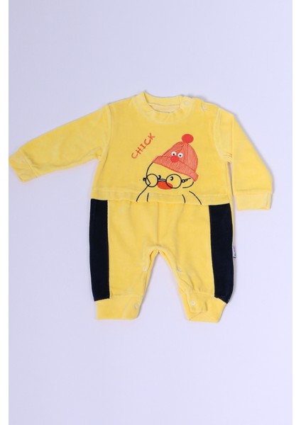 Bebek Kadife Tulum Uzun Kollu Çıtçıtlı Baskılı D5