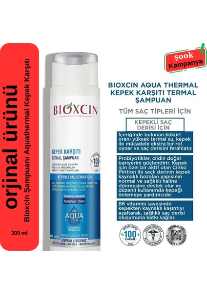 2'Li Aqua Thermal Kepek Karşıtı Şampuan 300ml Tüm Saç Tipleri