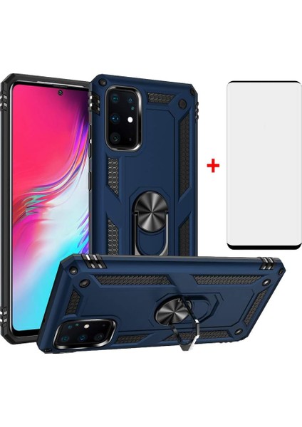 Samsung Galaxy S20 Plus Kılıf Vega Yüzüklü Armor Tank Kılıf Vg1 + Tam Kapatan Pet Esnek Koruyucu
