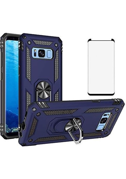 Samsung Galaxy S8 Plus Kılıf Vega Yüzüklü Armor Tank Kılıf Vg1 + Tam Kapatan Pet Esnek Koruyucu