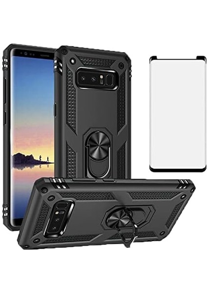 Samsung Galaxy Note 8 Kılıf Vega Yüzüklü Armor Tank Kılıf Vg1 + Tam Kapatan Pet Esnek Koruyucu