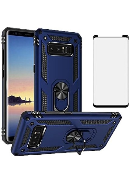 Samsung Galaxy Note 8 Kılıf Vega Yüzüklü Armor Tank Kılıf Vg1 + Tam Kapatan Pet Esnek Koruyucu