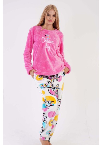 Kadın Welsoft Uzun Kol Pembe Pijama Takım C5T8N0O303