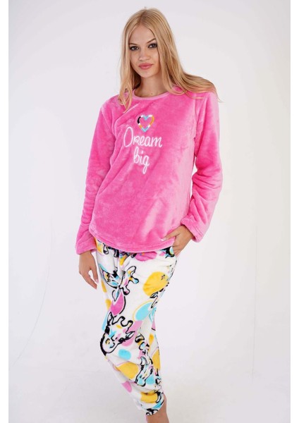 Kadın Welsoft Uzun Kol Pembe Pijama Takım C5T8N0O303