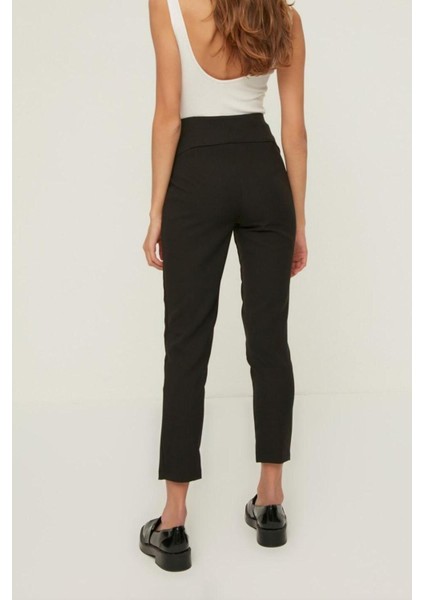 Kadın Yeni Moda Boru Paça Regular Boy Dokuma Cigarette Dar Paça Bel Dikiş Detaylı Pantolon fırsatları