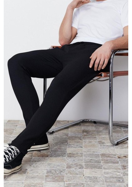 Erkek Yeni Moda Dar Paça Regular Boy Dokuma Beli Lastikli Slim Fit Pantolon