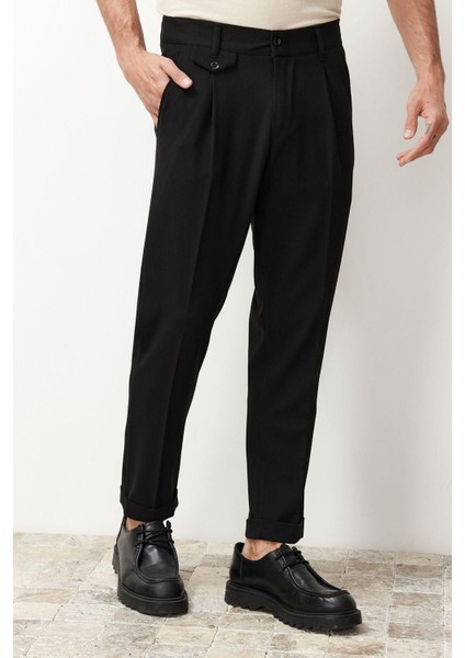 Erkek Yeni Moda Boru Paça Regular Boy Dokuma Italyan Kesim Pileli Kumaş Pantolon