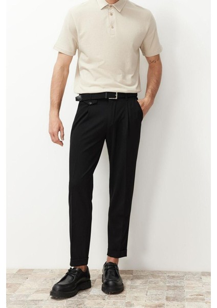 Erkek Yeni Moda Boru Paça Regular Boy Dokuma Italyan Kesim Pileli Kumaş Pantolon