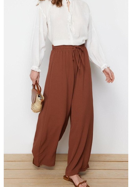 Kadın Yeni Moda Tesettür Boru Paça Regular Boy Dokuma Bol Paça Pantolon fırsatları