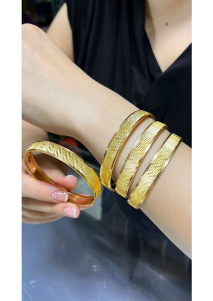 40 gr (Gram) Trabzon Zikzak Desenli Yatırımlık Işçiliksiz Şarnel Bilezik 22 Ayar Altın