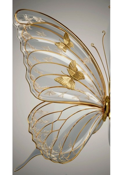 Beyaz-Gold Gül ve Kelebek Kanatı Kombin |çerçeveli Cam Tablo 3lü Dikey fiyatları