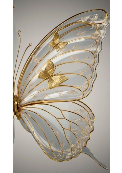 Beyaz-Gold Gül ve Kelebek Kanatı Kombin |çerçeveli Cam Tablo 3lü Dikey fırsatları