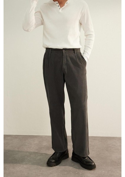 Erkek Yeni Moda Geniş Paça Regular Boy Dokuma Limited Edition Wideleg Kadife Pantolon