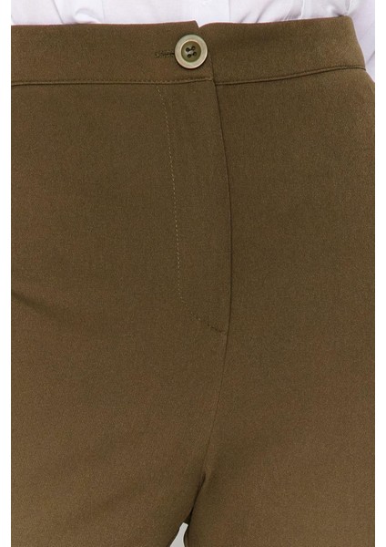 Kadın Yeni Moda Ispanyol Paça Regular Boy Dokuma Ispanyol Paça Flare Pantolon