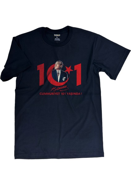 Cumhuriyet' In 101. Yılına Özel Tasarım Baskılı Unisex T-Shirt / Cumhuriyet 101 Yaşında!