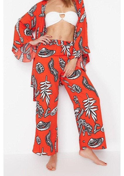 Kadın Yeni Moda Ispanyol Paça Regular Boy Dokuma Çiçek Desenli Pantolon fiyatları