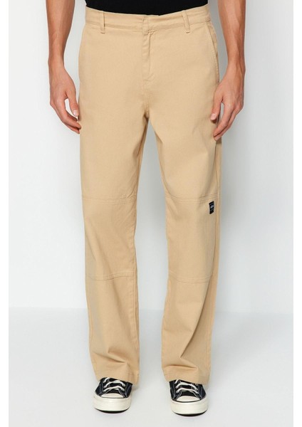 Erkek Moda Geniş Paça Regular Boy Dokuma Limited Edition Premium Loose Fit Etiket Detaylı Pantolon