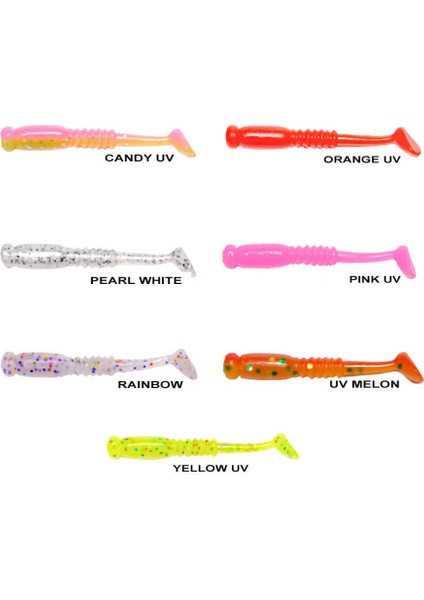 Rock Tail 4cm Kokulu Silikon Yem (12 Adet) Candy Uv-Standart