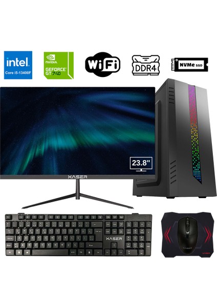 XSR926 I5 13400F 16GB Ram 512GB M.2 Nvme SSD 4gb GT740 23.8" Monitör Masaüstü Ofis Bilgisayarı