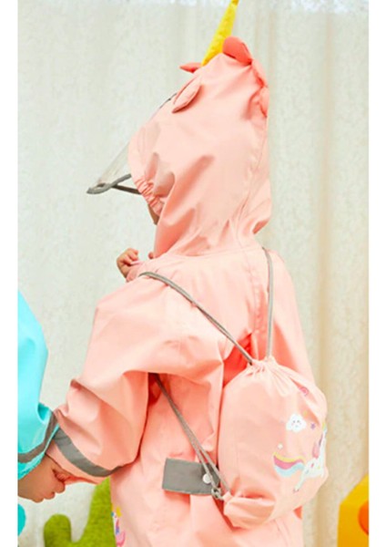 Unicorn Somon Pembe 3D Su Gecirmez Yağmurluk